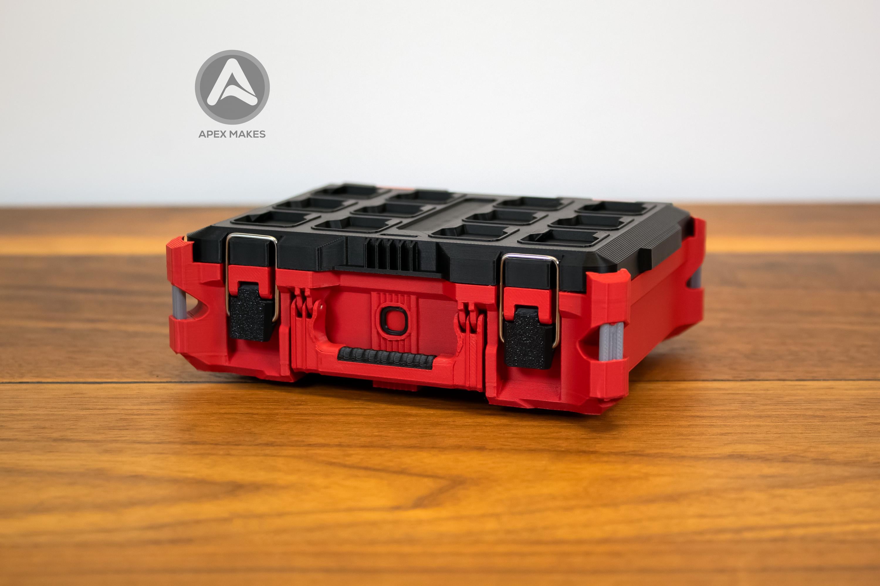 Full Set - Red Mini Milwaukee Packout Inspired Tool Box (Small, Large, Two Drawer, Rolling Drawer)