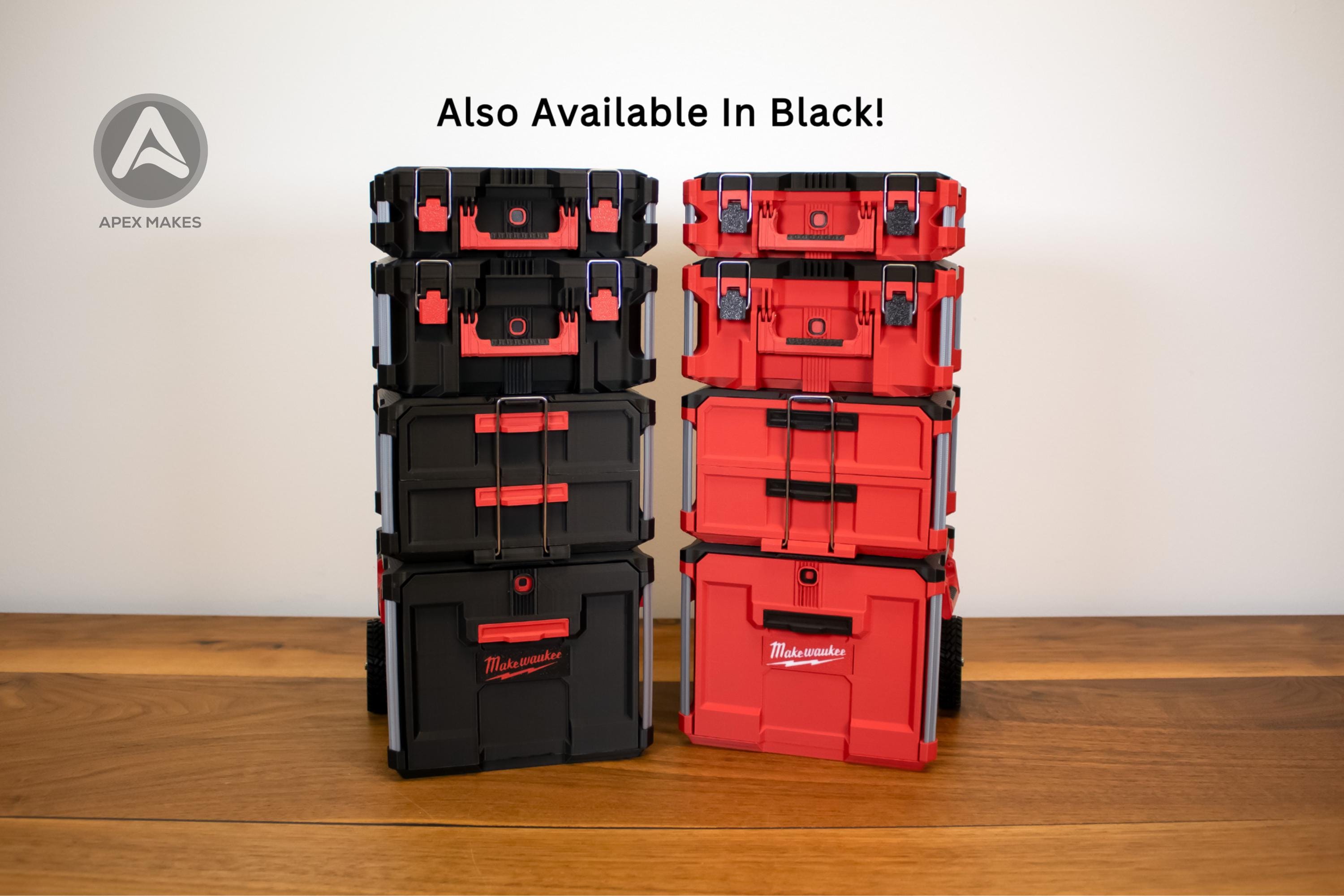 Full Set - Red Mini Milwaukee Packout Inspired Tool Box (Small, Large, Two Drawer, Rolling Drawer)