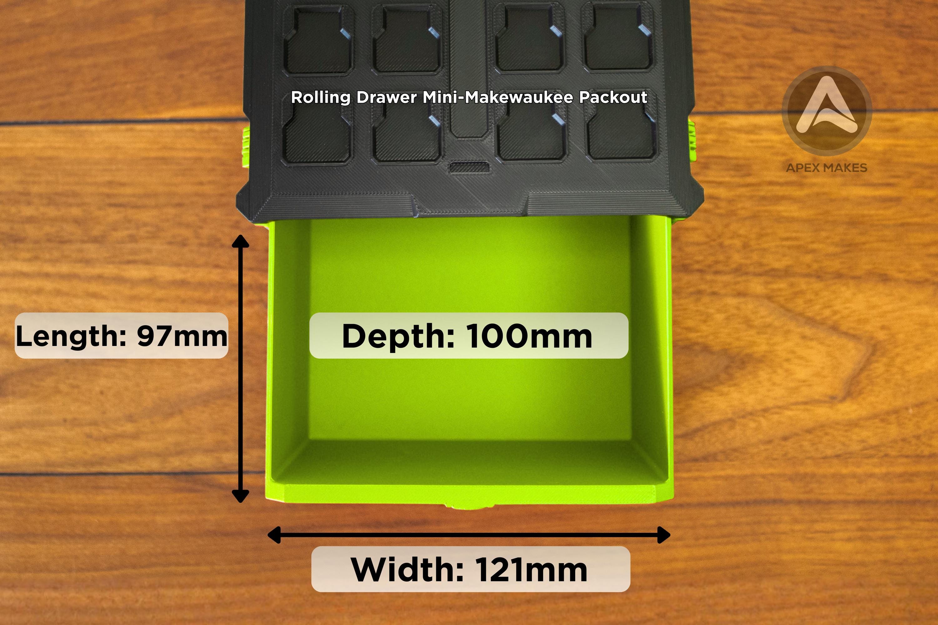 Full Set - Ryobi Lime Green Mini Milwaukee Packout Inspired Tool Box (Small, Large, Two Drawer, Rolling Drawer)