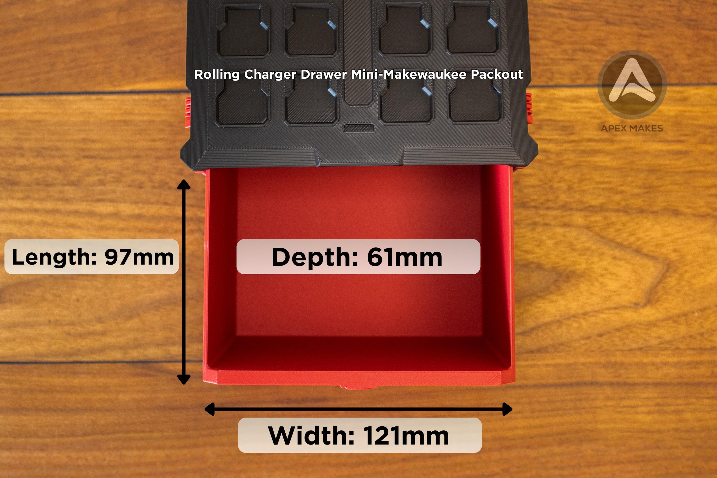 Mini Rolling Tool Box Charging Dock With Pullout Drawer – Fits UGREEN 100W GaN Station - Mini Milwaukee Packout