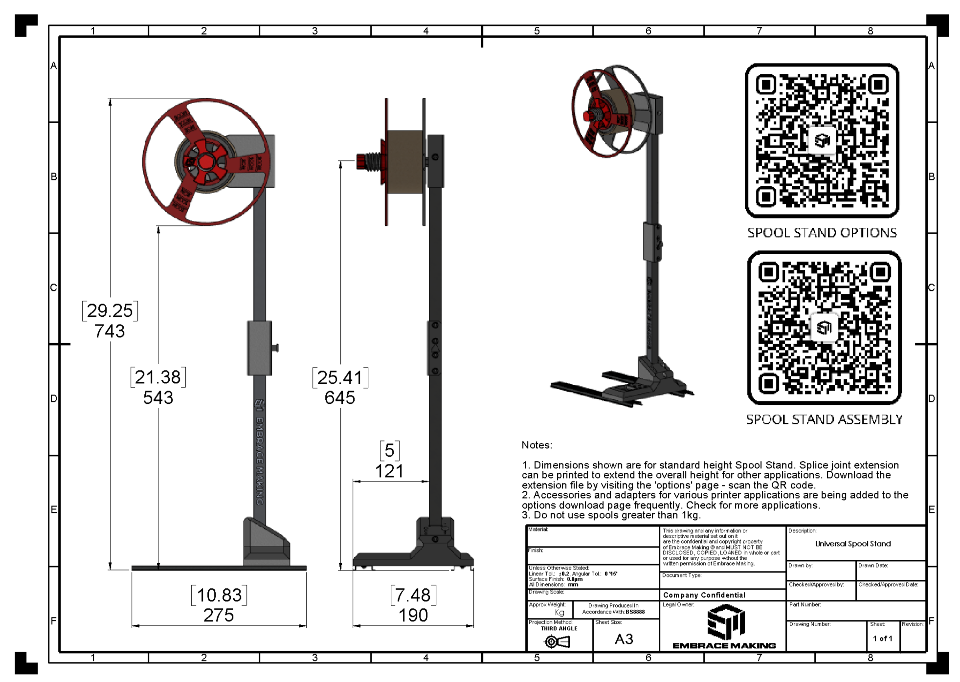 Universal Top Mount Spool Stand