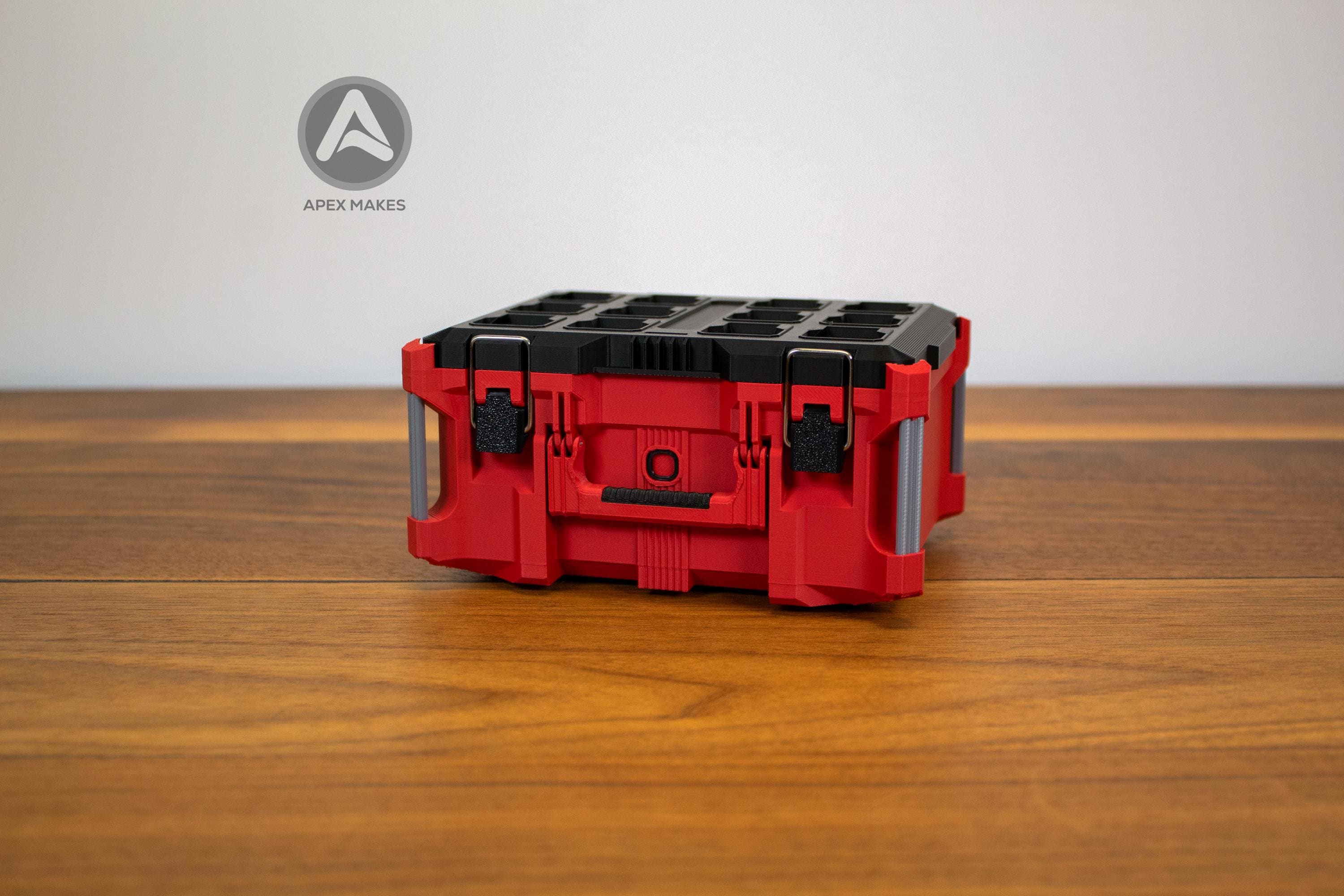Full Set - Red Mini Milwaukee Packout Inspired Tool Box (Small, Large, Two Drawer, Rolling Drawer)
