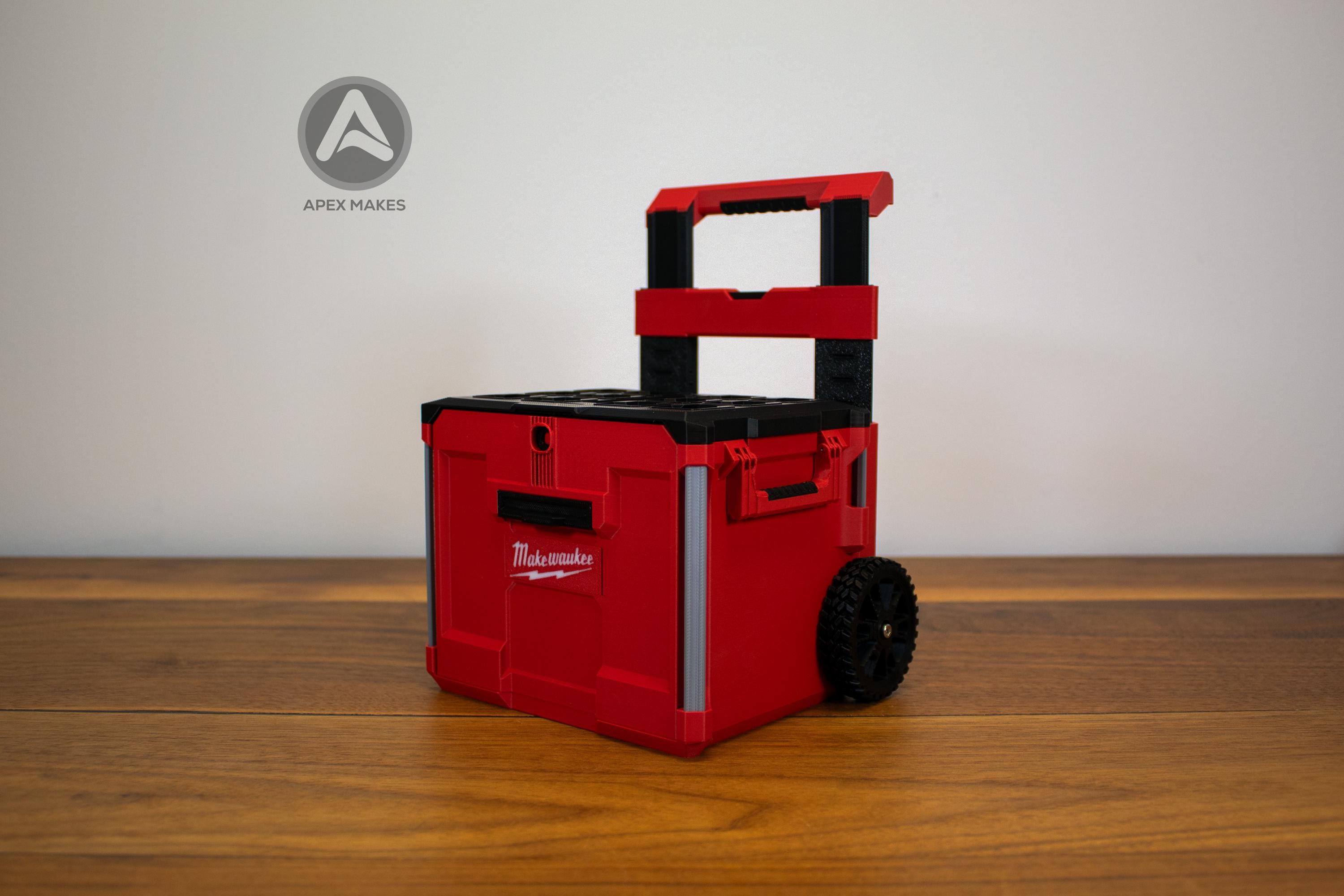 Full Set - Red Mini Milwaukee Packout Inspired Tool Box (Small, Large, Two Drawer, Rolling Drawer)