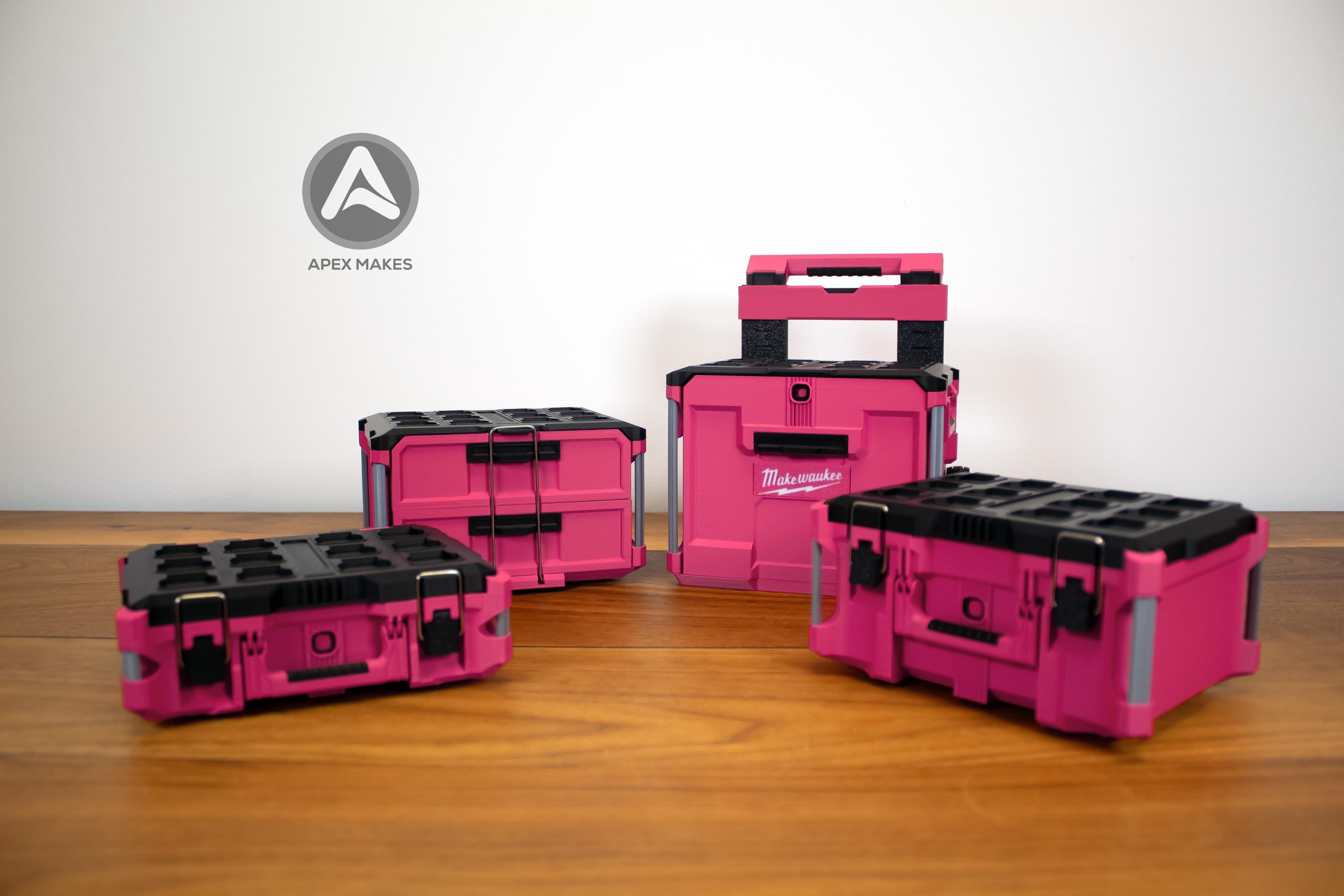 2 Drawer Pink Mini Packout Tool Box Style Organizer | Garage Decor, Desk Items, Display Items, Mini Tool Box