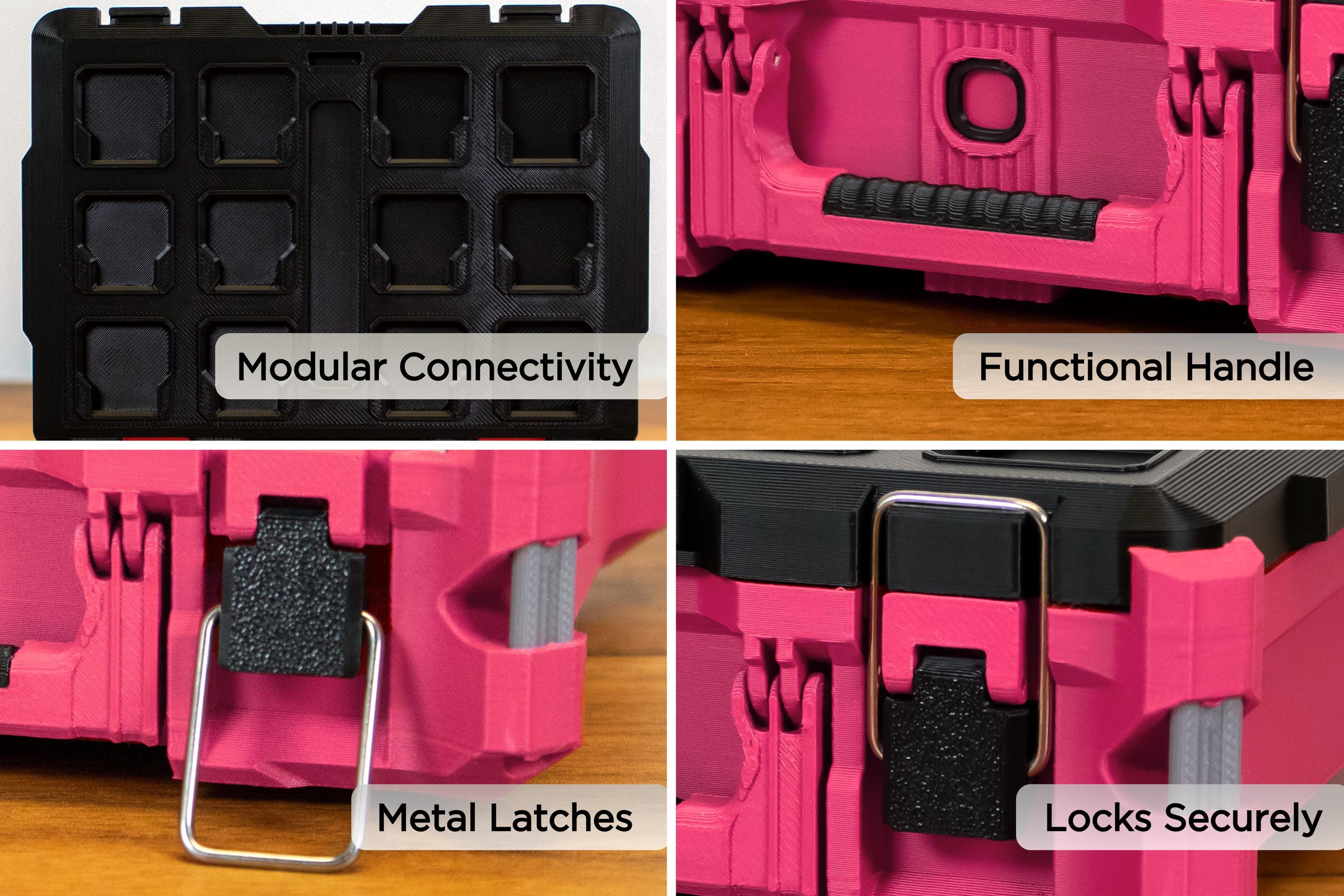 Large Pink Mini Packout Tool Box Style Organizer | 3D Printed, Desk, Decor, Display, Packout Accessories