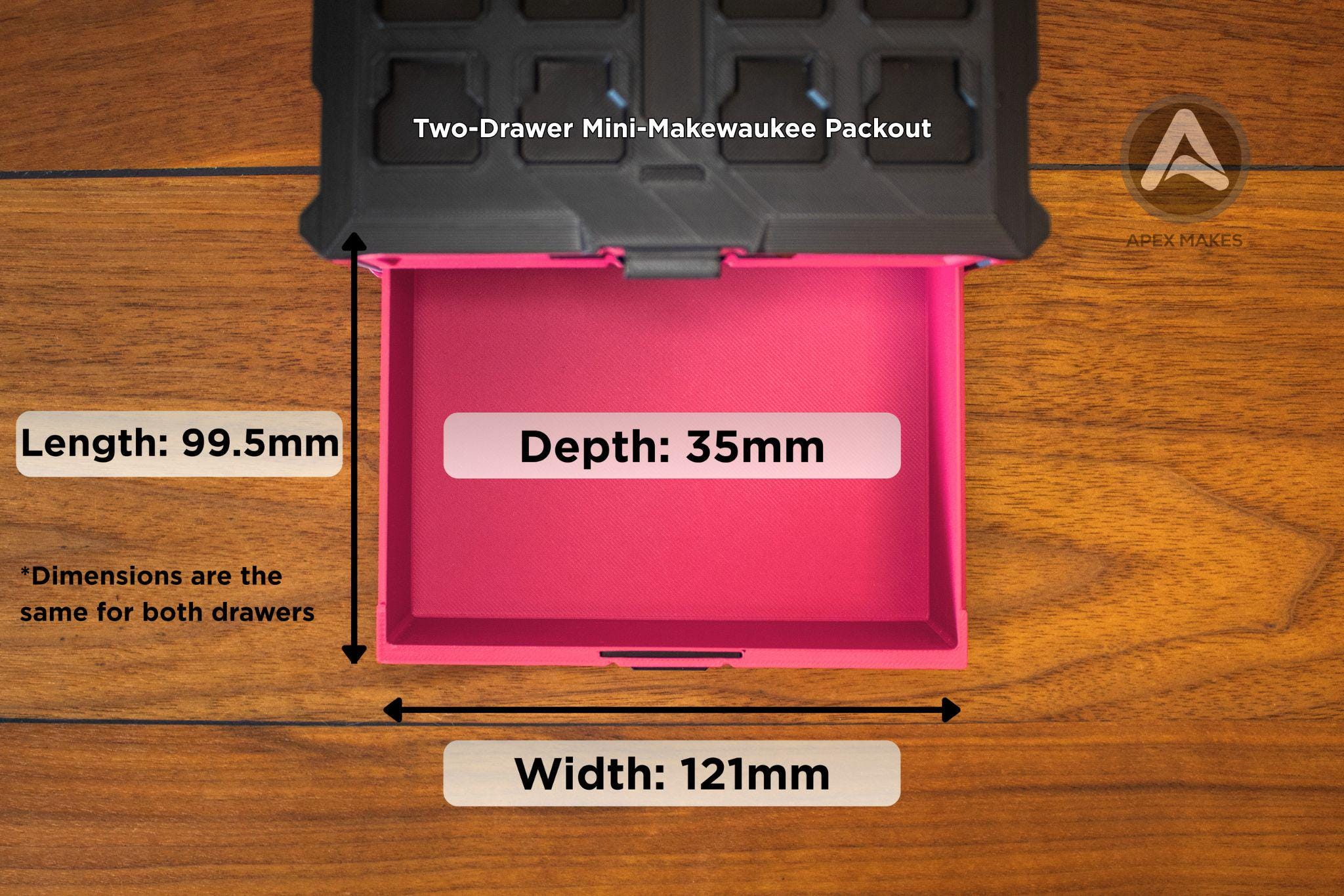 2 Drawer Pink Mini Packout Tool Box Style Organizer | Garage Decor, Desk Items, Display Items, Mini Tool Box