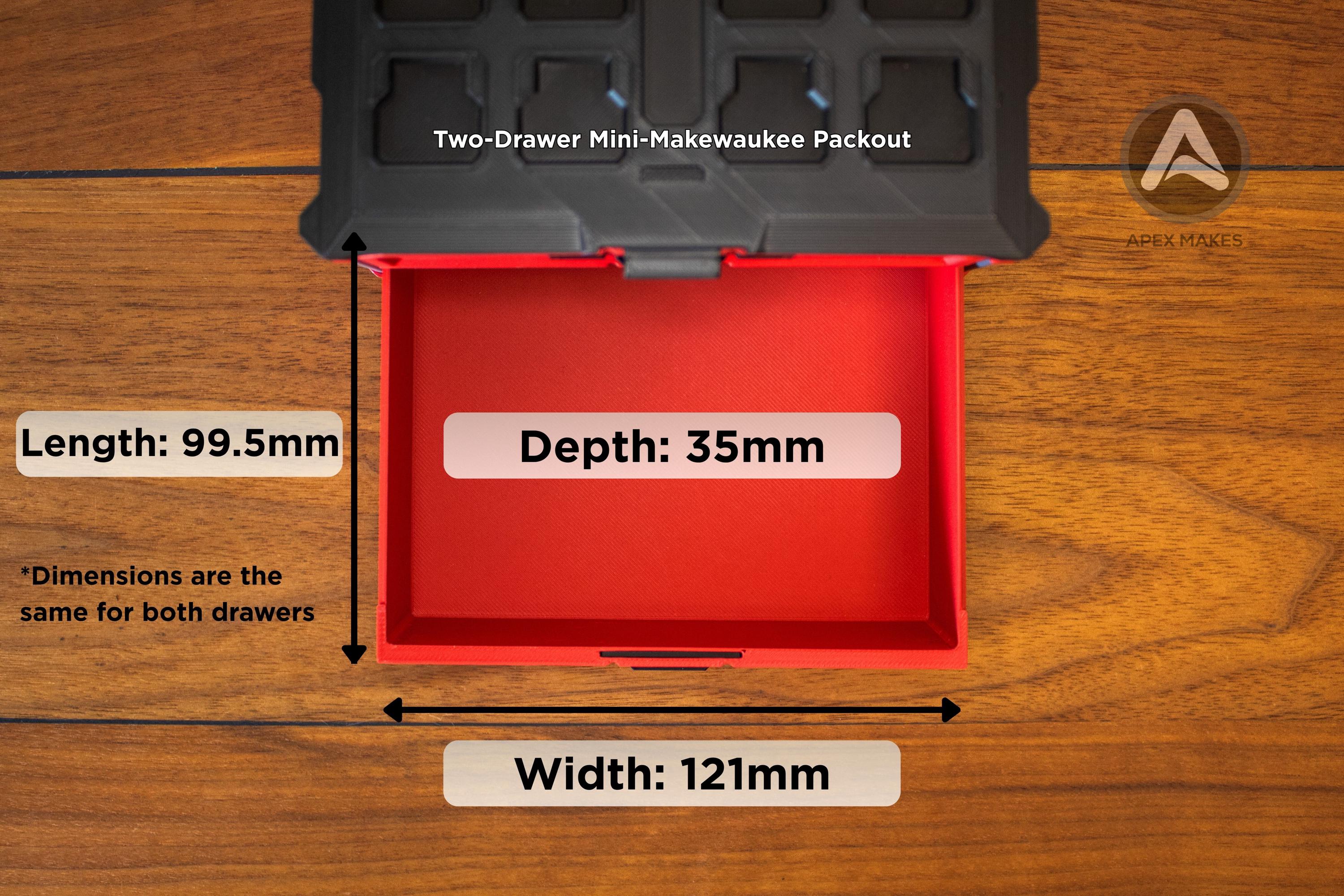 Full Set - Red Mini Milwaukee Packout Inspired Tool Box (Small, Large, Two Drawer, Rolling Drawer)