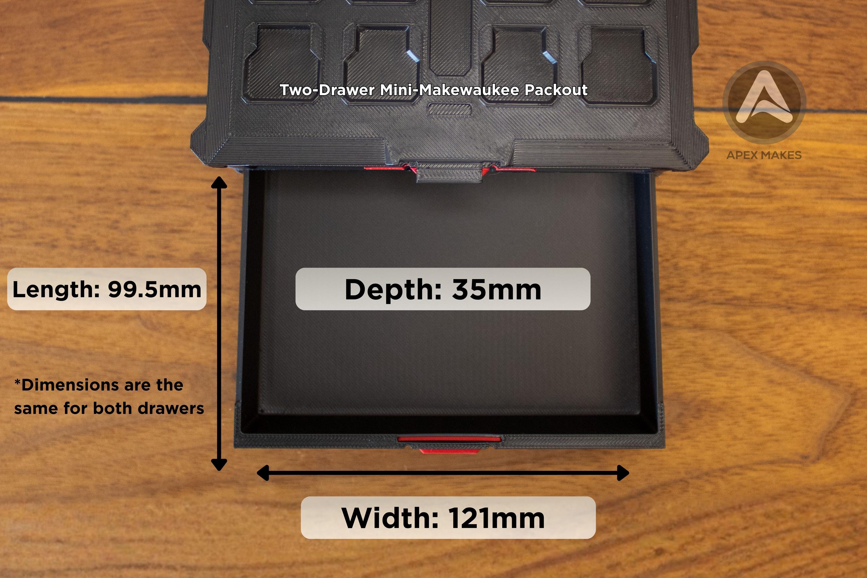 Full Set - Black Mini Milwaukee Packout Inspired Tool Box (Small, Large, Two Drawer, Rolling Drawer)