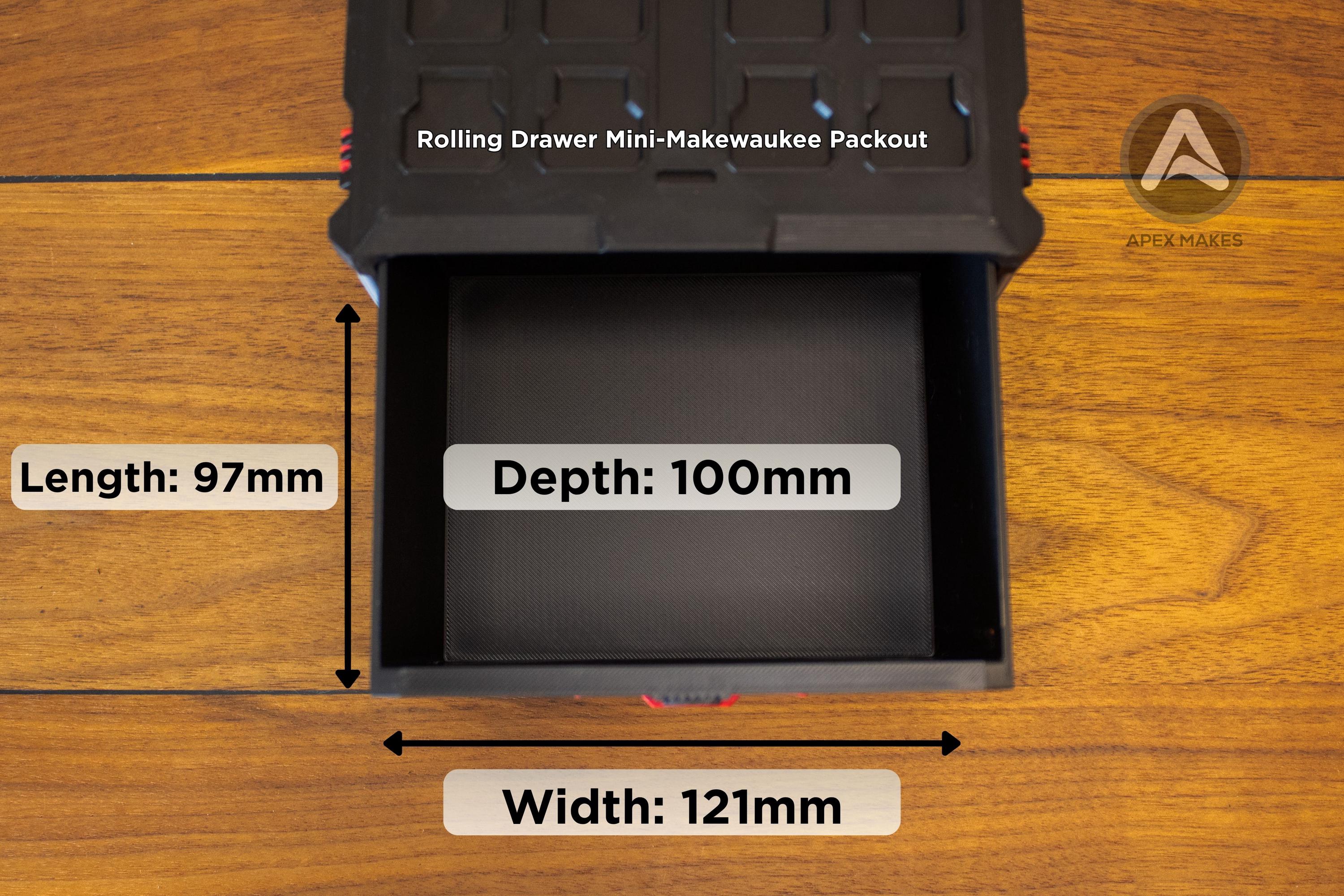 Full Set - Black Mini Milwaukee Packout Inspired Tool Box (Small, Large, Two Drawer, Rolling Drawer)