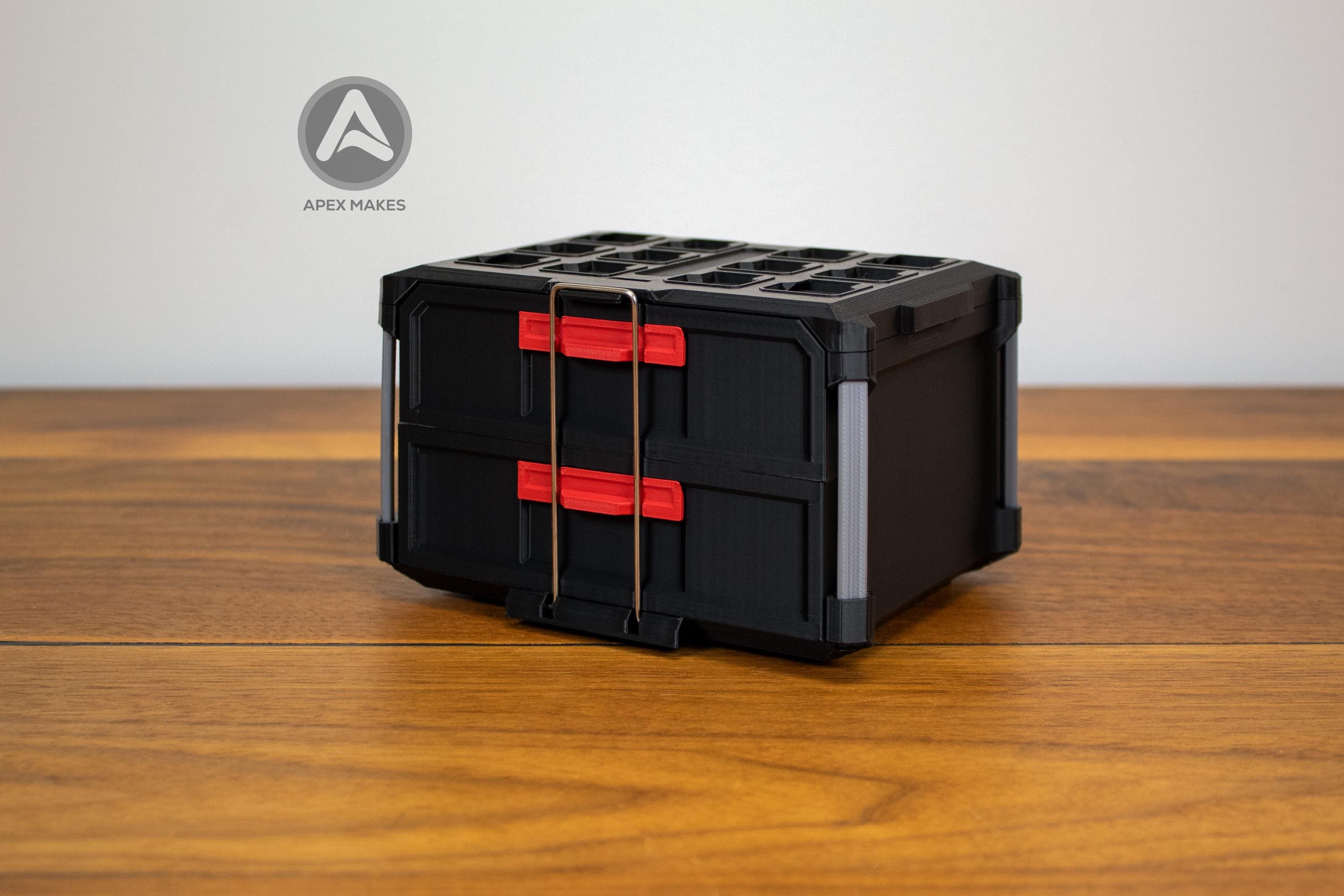 Full Set - Black Mini Milwaukee Packout Inspired Tool Box (Small, Large, Two Drawer, Rolling Drawer)