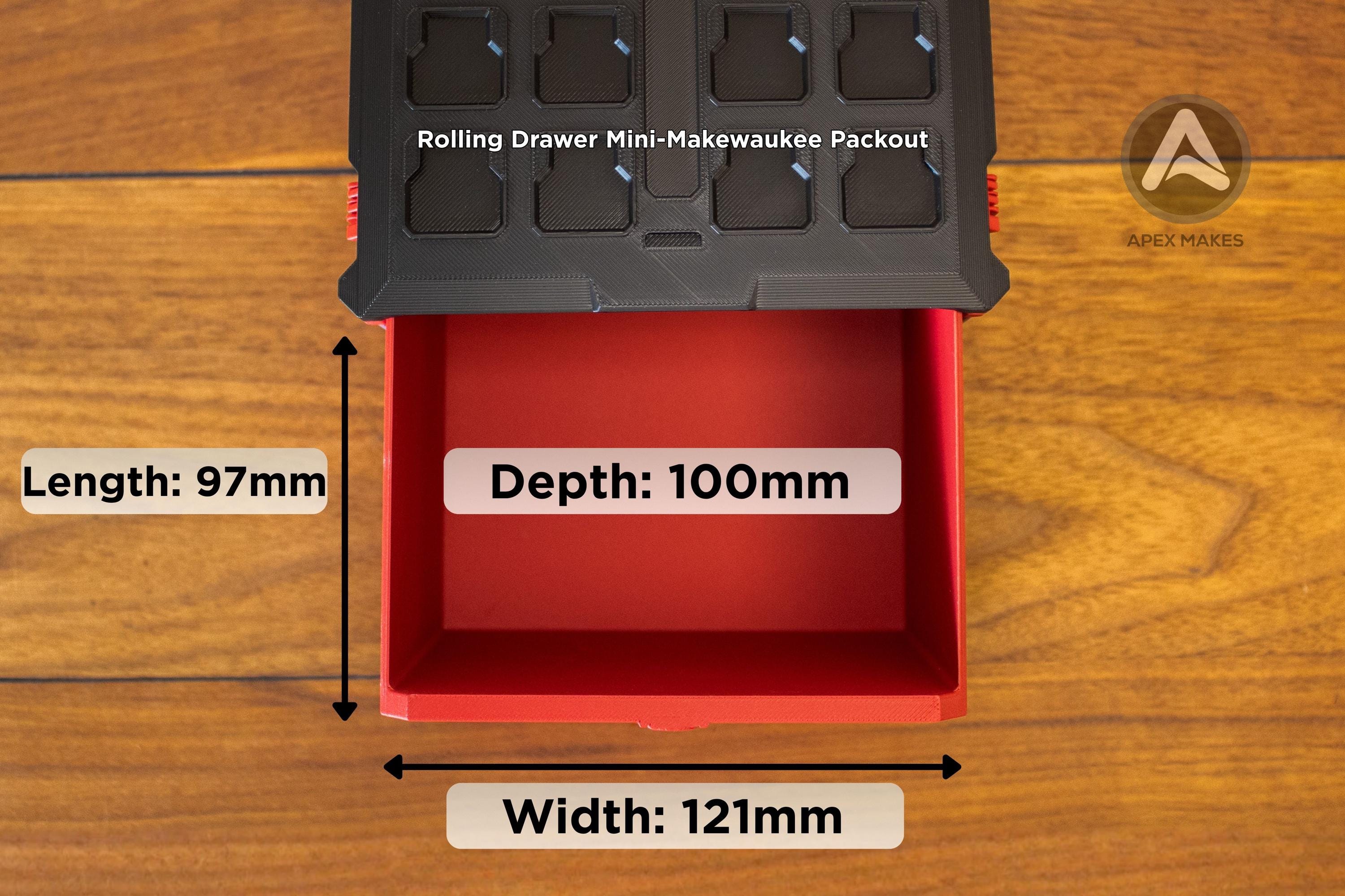Full Set - Red Mini Milwaukee Packout Inspired Tool Box (Small, Large, Two Drawer, Rolling Drawer)