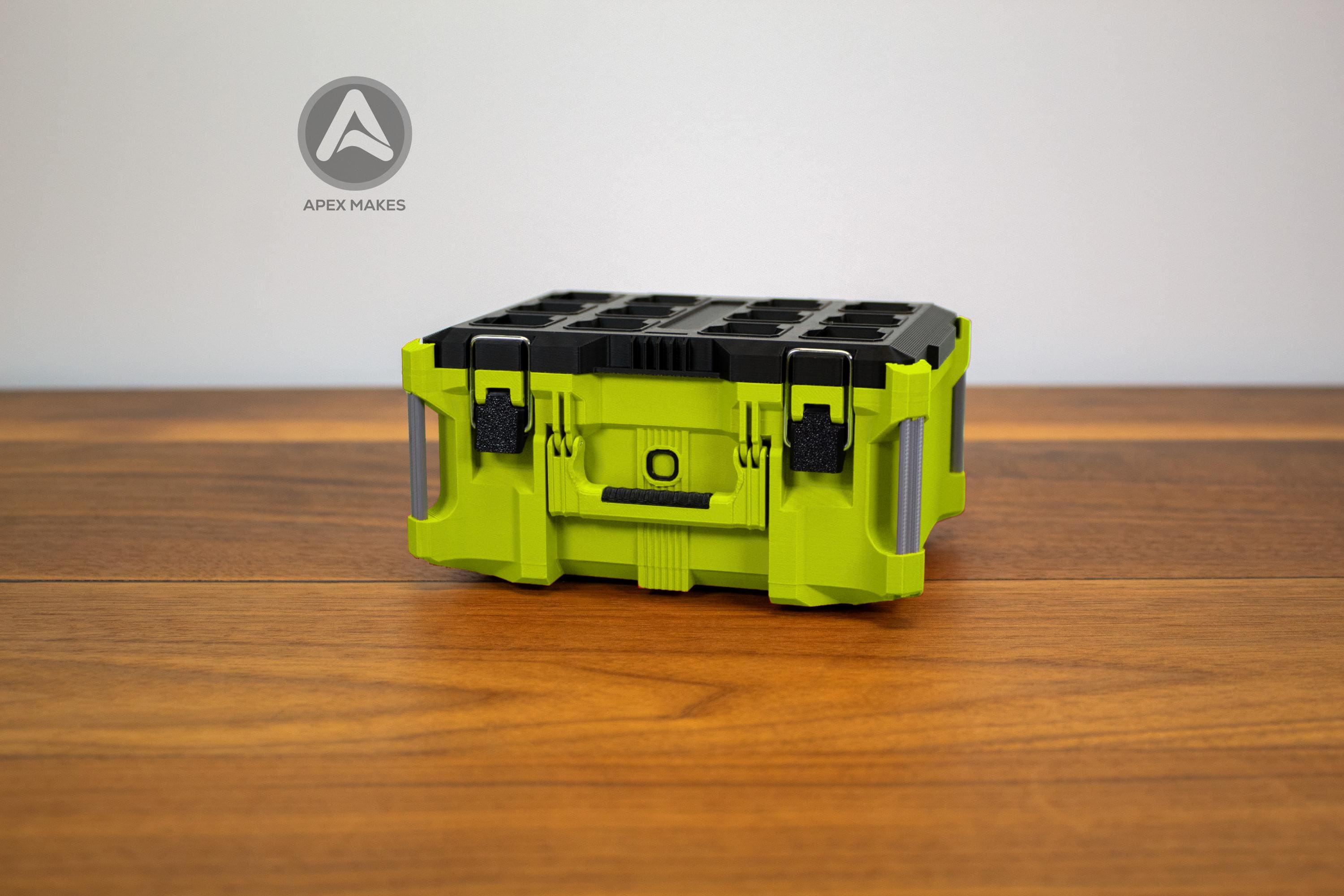 Full Set - Ryobi Lime Green Mini Milwaukee Packout Inspired Tool Box (Small, Large, Two Drawer, Rolling Drawer)