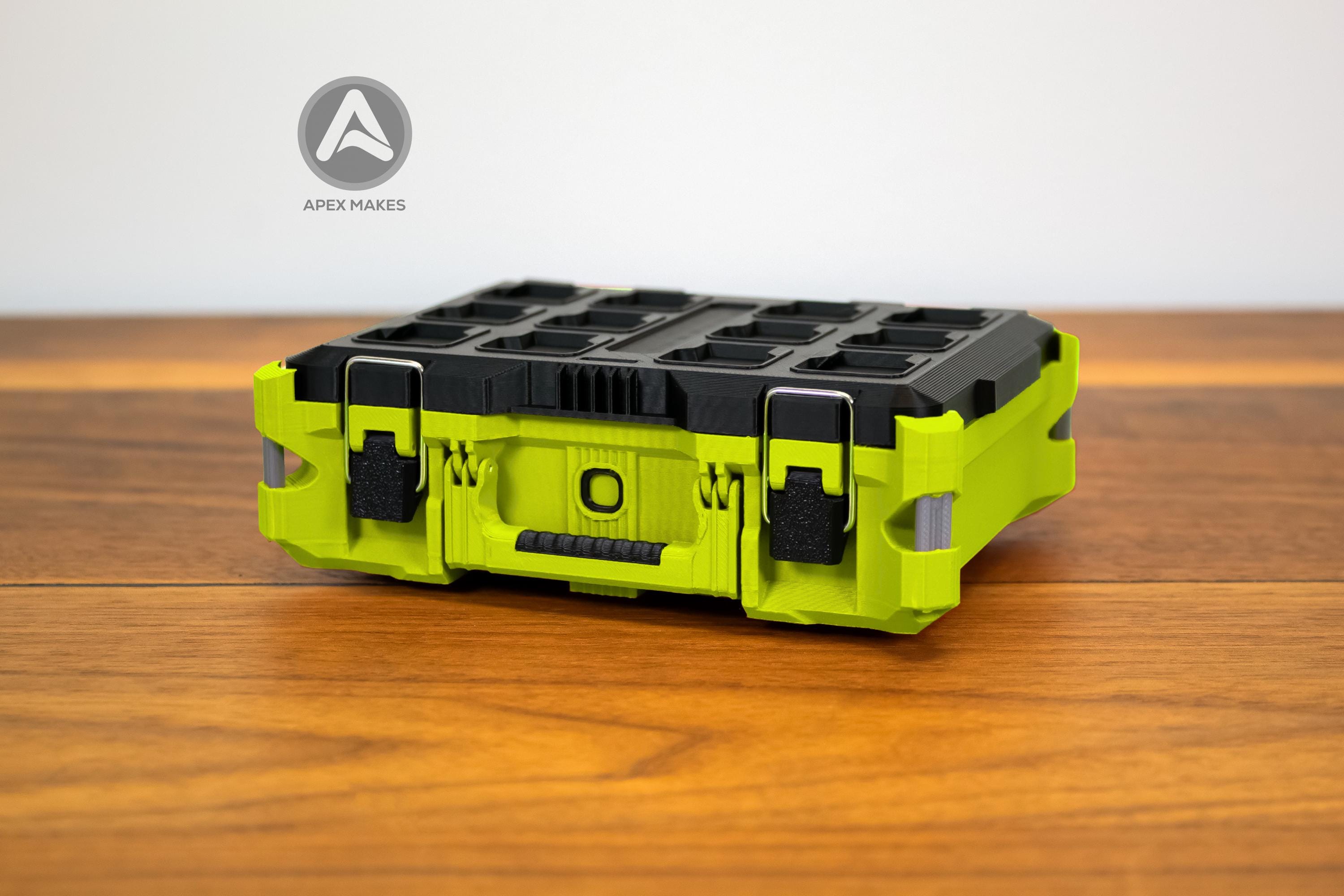Full Set - Ryobi Lime Green Mini Milwaukee Packout Inspired Tool Box (Small, Large, Two Drawer, Rolling Drawer)