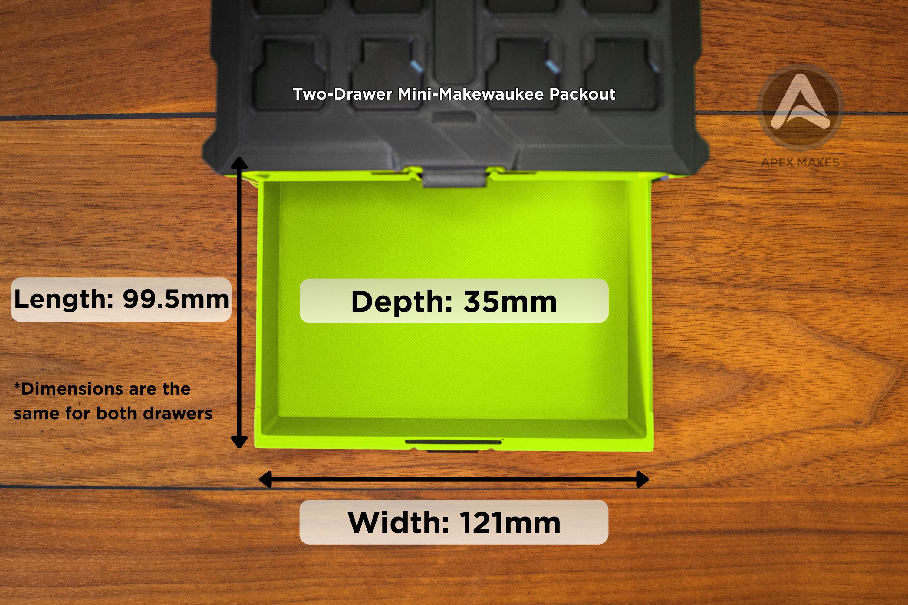 Full Set - Ryobi Lime Green Mini Milwaukee Packout Inspired Tool Box (Small, Large, Two Drawer, Rolling Drawer)