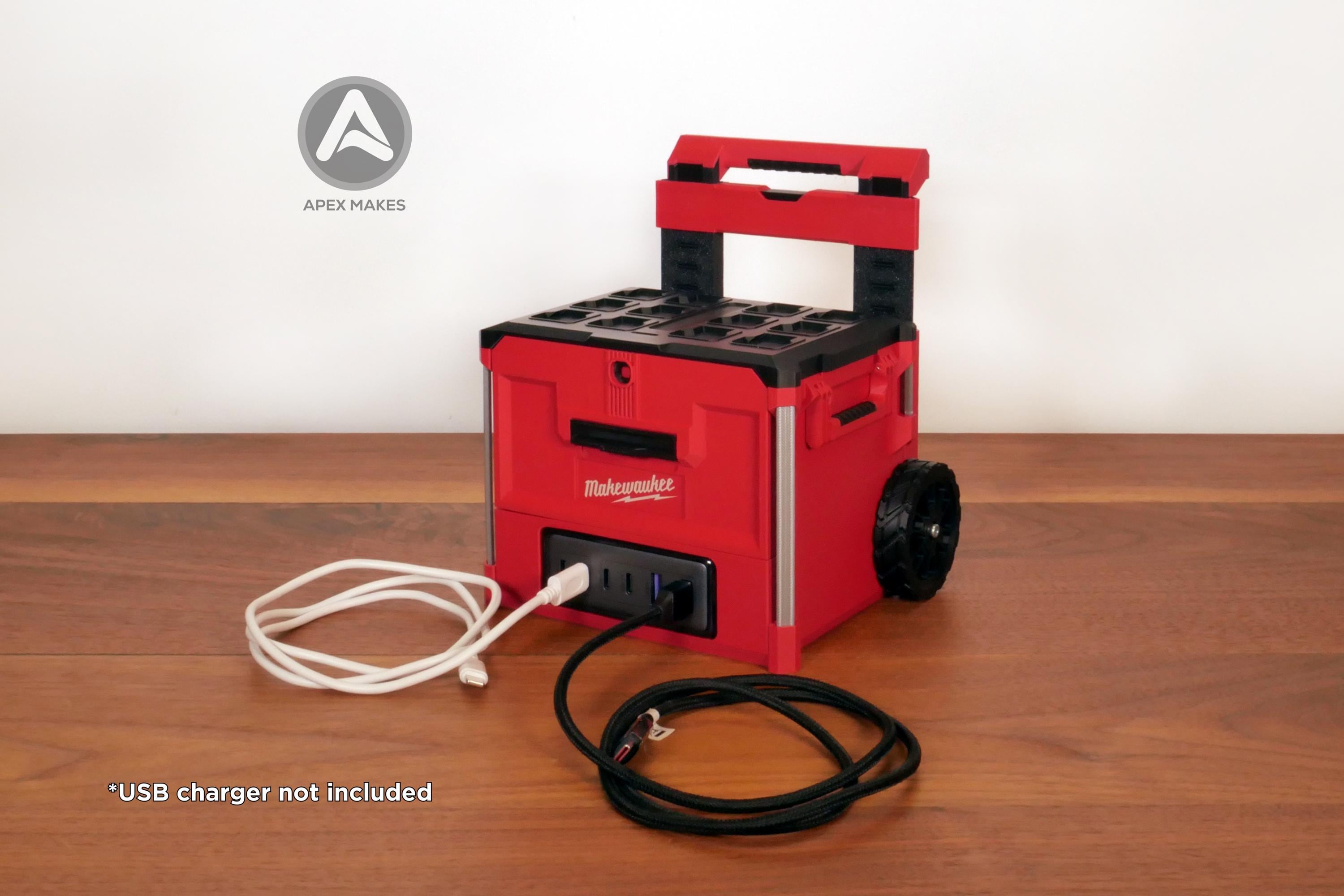 Mini Rolling Tool Box Charging Dock With Pullout Drawer – Fits UGREEN 100W GaN Station - Mini Milwaukee Packout