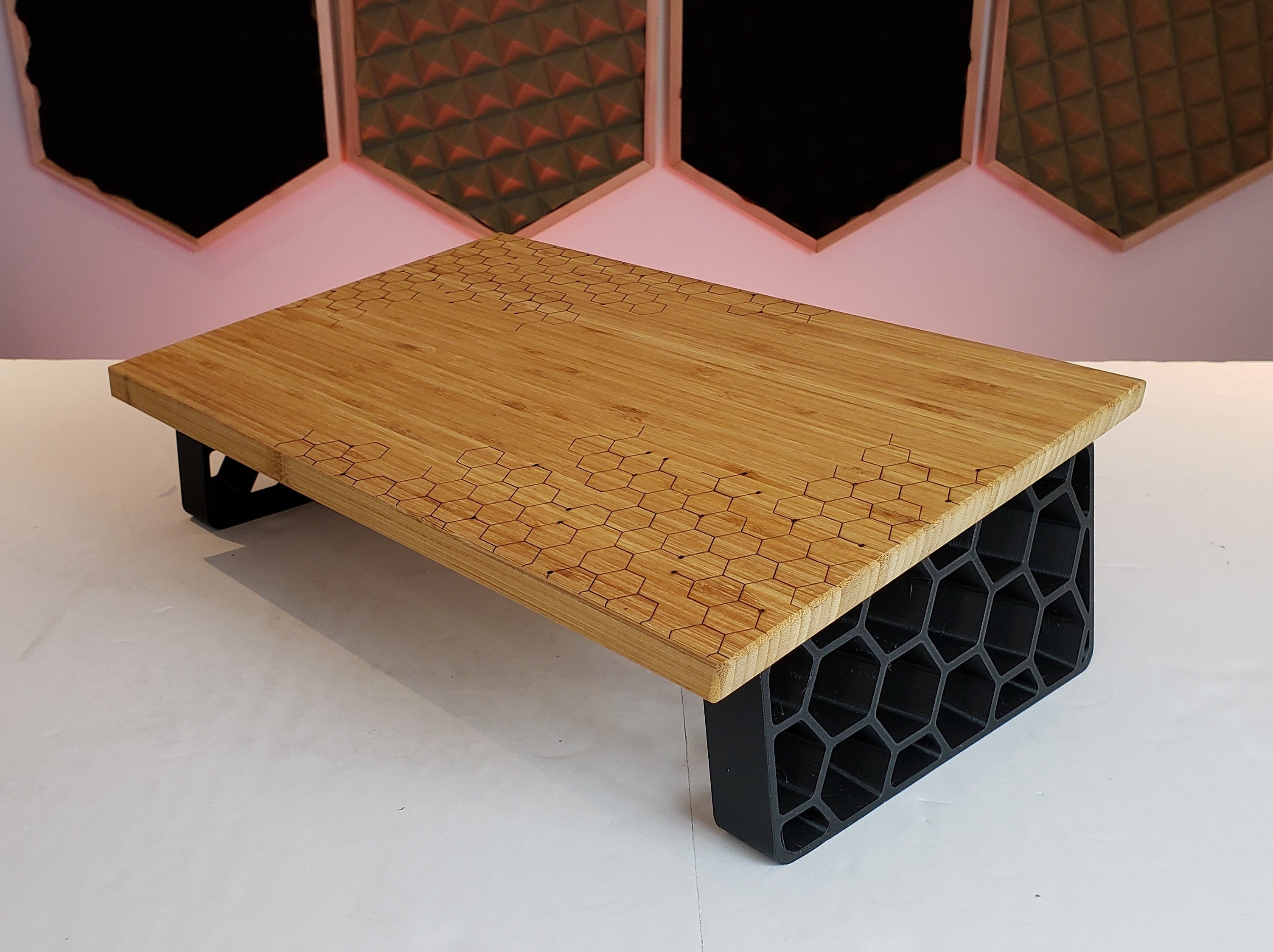 Bamboo Laptop Cooling Riser Pad With (Optional) RGB Fans and HEX Feet