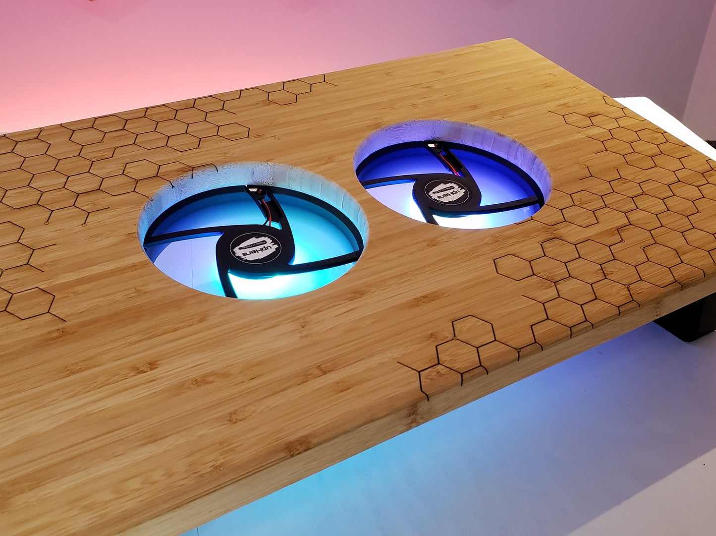 Bamboo Laptop Cooling Riser Pad With (Optional) RGB Fans and HEX Feet
