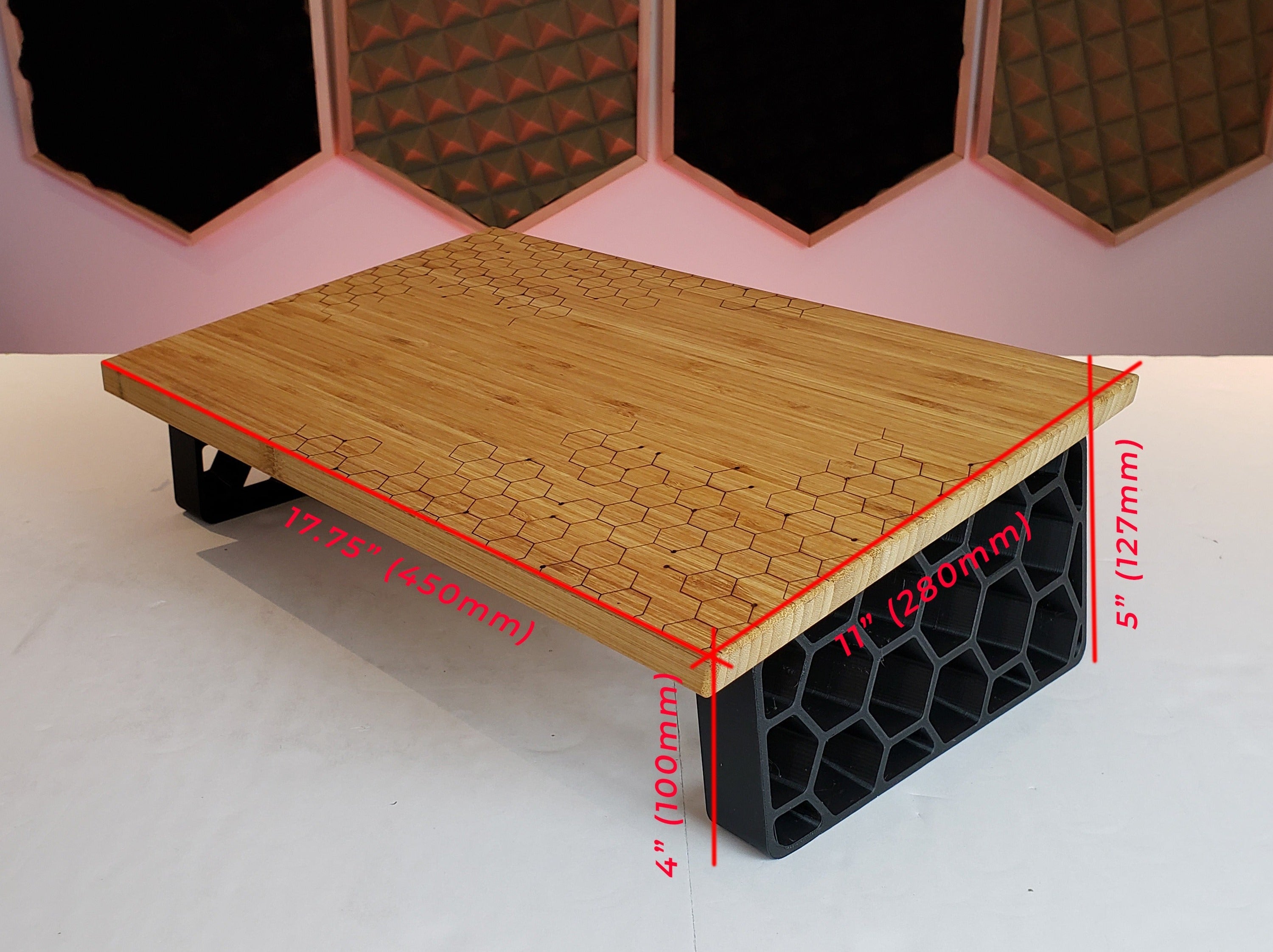 Bamboo Laptop Cooling Riser Pad With (Optional) RGB Fans and HEX Feet